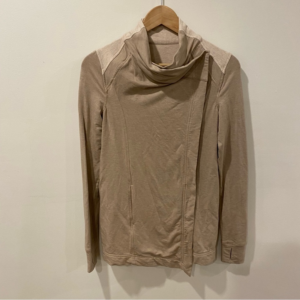 Lululemon coast wrap beige stretchy cardigan drape front